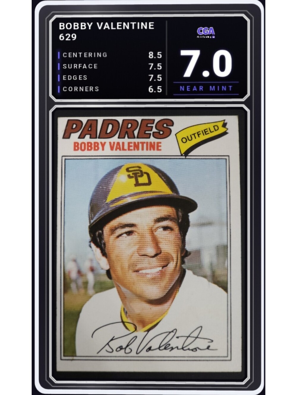 1977 Topps #629 Bobby Valentine San Diego Padres MLB - CGA 7.0 Digital Grade